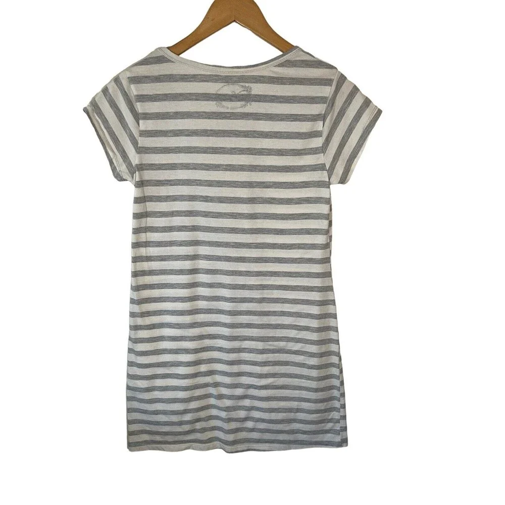 Disney Sleepwear T-Shirt Dress Girls Size Medium White/Gray Striped Short Sleeve - Picture 8 of 8